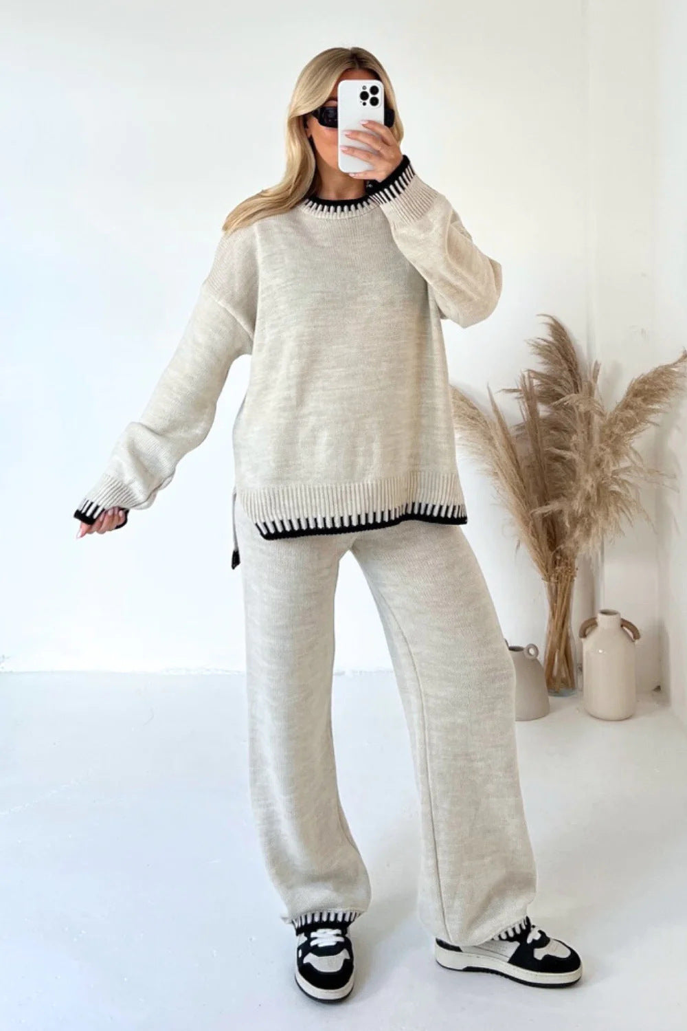 Free Shipping-45 % OFFđ„Solid Color Casual Knitted Two-piece SetFF