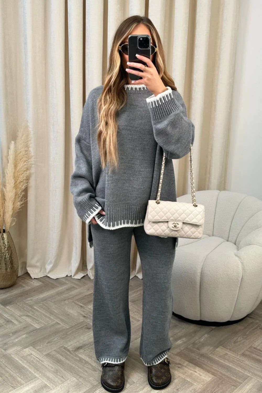 Free Shipping-45 % OFFđ„Solid Color Casual Knitted Two-piece SetFF