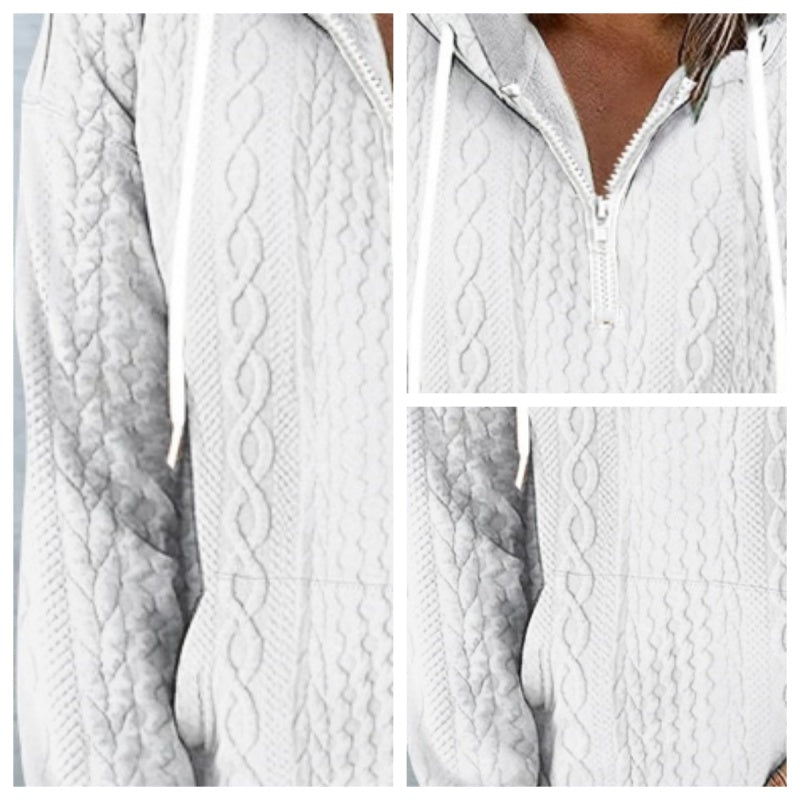 Women's Casual Long Sleeve Half-Zip Hooded Sweatshirt