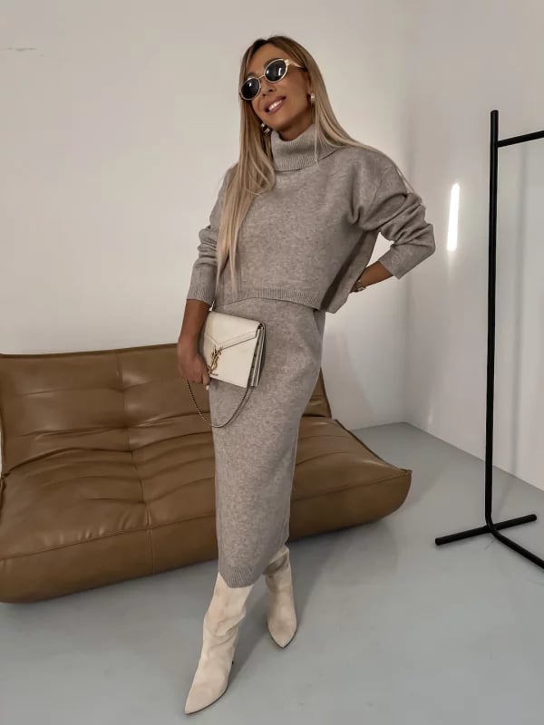 Midi Dress and Turtle Neck Sweater Set๐ฅ