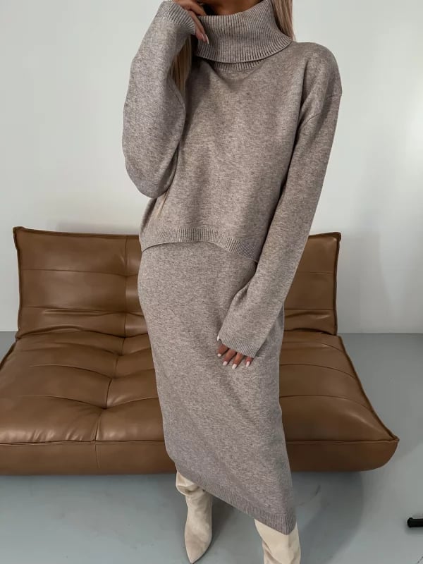 Midi Dress and Turtle Neck Sweater Set๐ฅ
