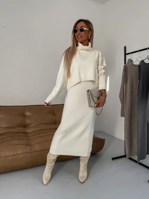 Midi Dress and Turtle Neck Sweater Set๐ฅ