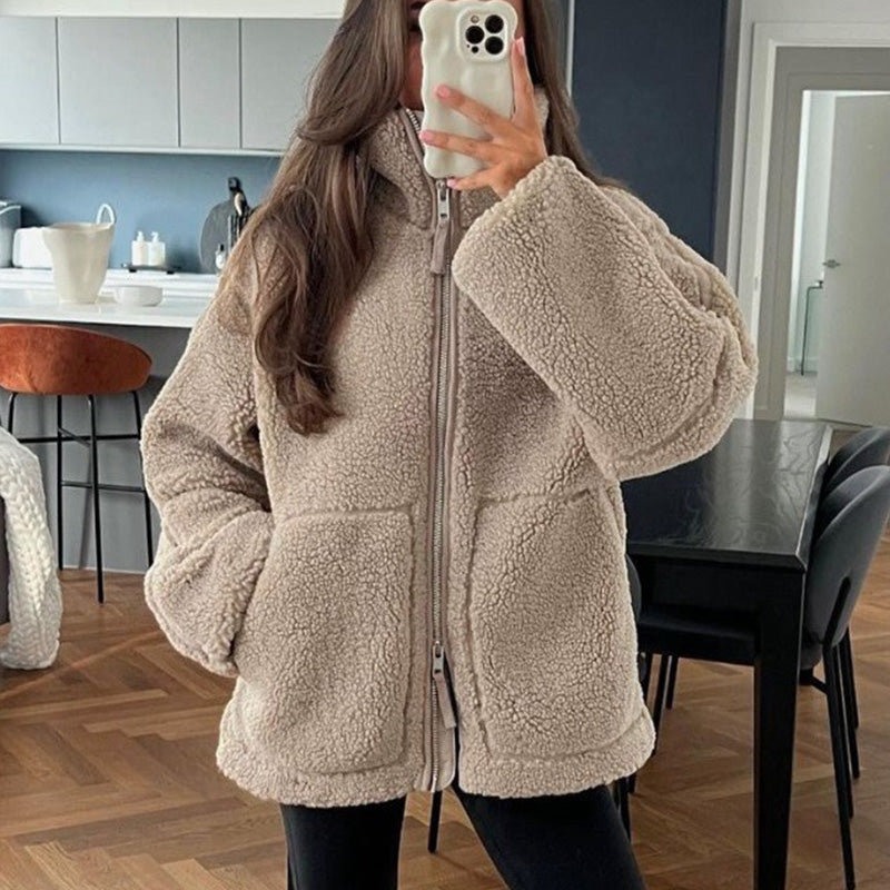 Women's Thickened & Warm Loose Double Head Zip Jacket