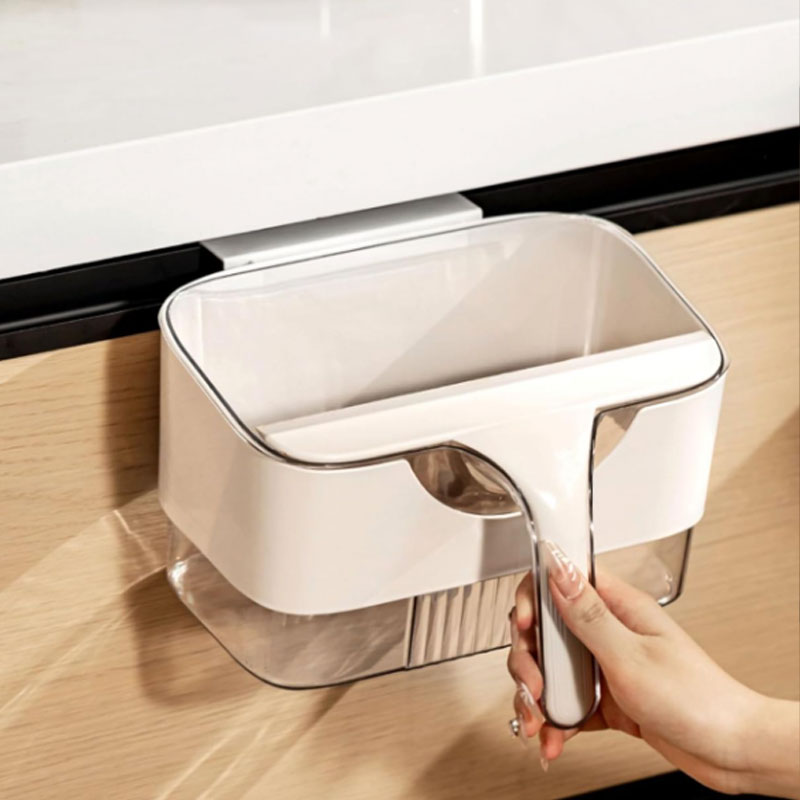 Multi-Functional Wall-Mounted Kitchen Trash Can with Scraper