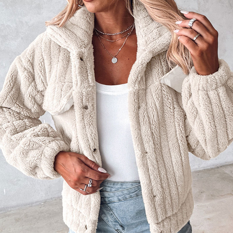 Women's Striped Fluffy Jacket