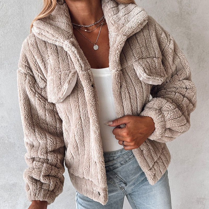 Women's Striped Fluffy Jacket