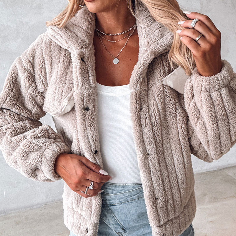 Women's Striped Fluffy Jacket