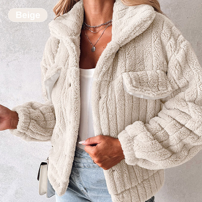 Women's Striped Fluffy Jacket