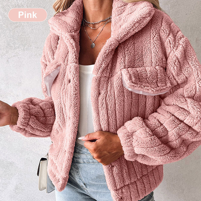 Women's Striped Fluffy Jacket