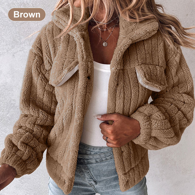 Women's Striped Fluffy Jacket
