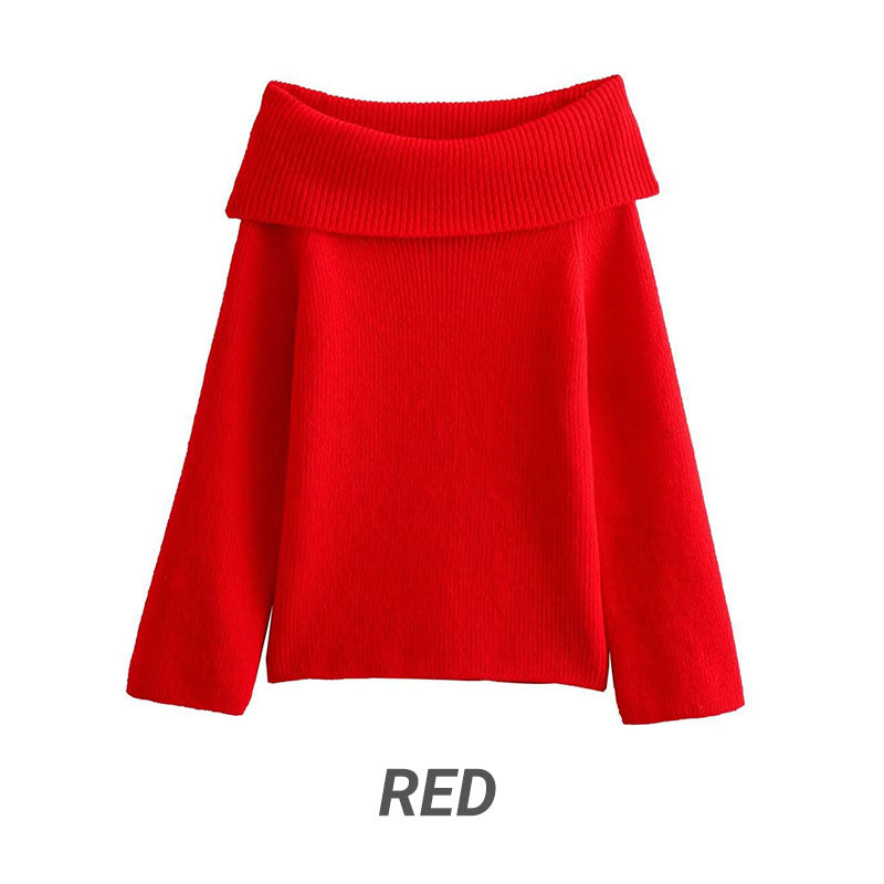 Women's Off-Shoulder Relaxed Long Sleeve Sweater