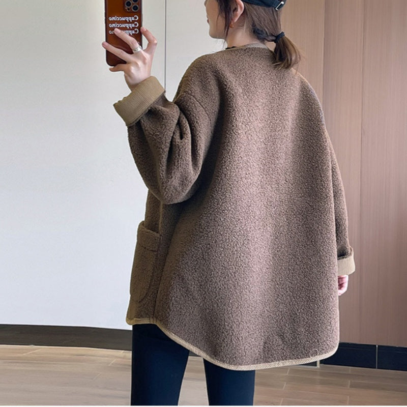 Solid Button Down Coats with Pockets(50% OFF)