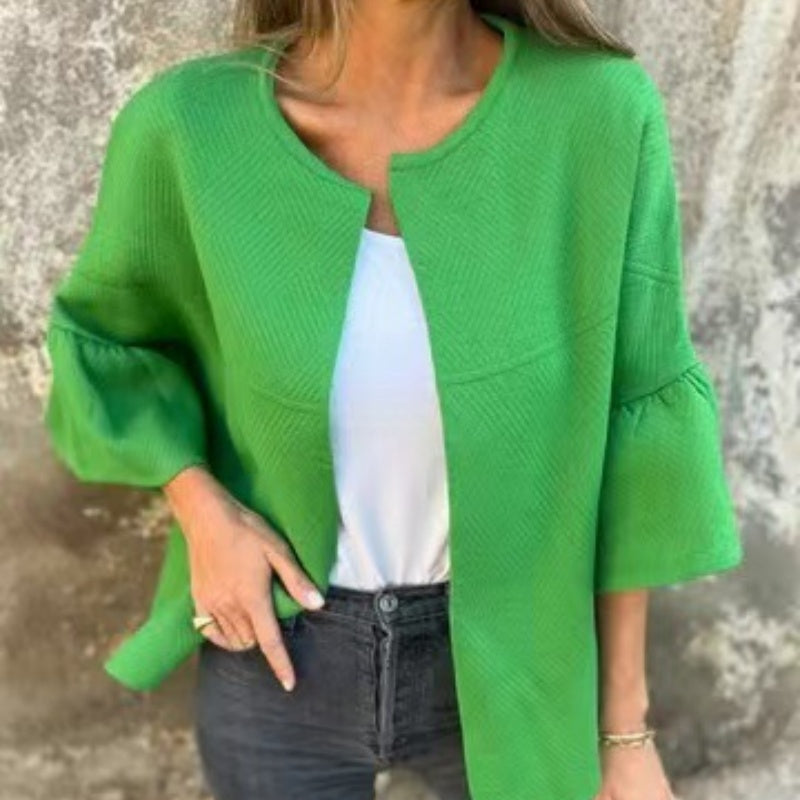 🌷Limited Time 49% OFF💞Women's Round Neck Flare Sleeve Short Jacket