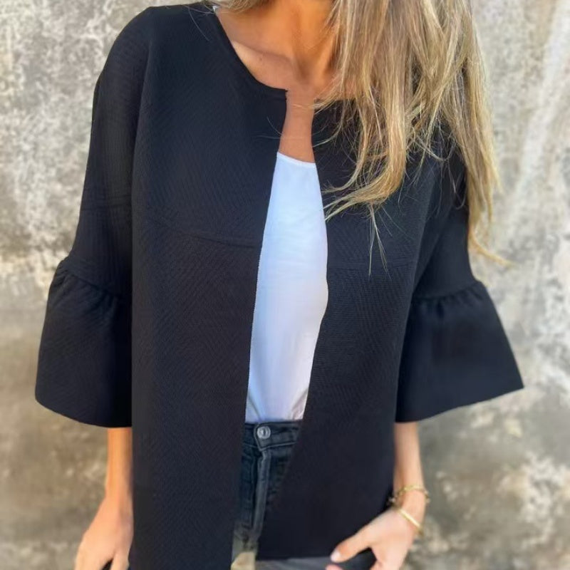 🌷Limited Time 49% OFF💞Women's Round Neck Flare Sleeve Short Jacket