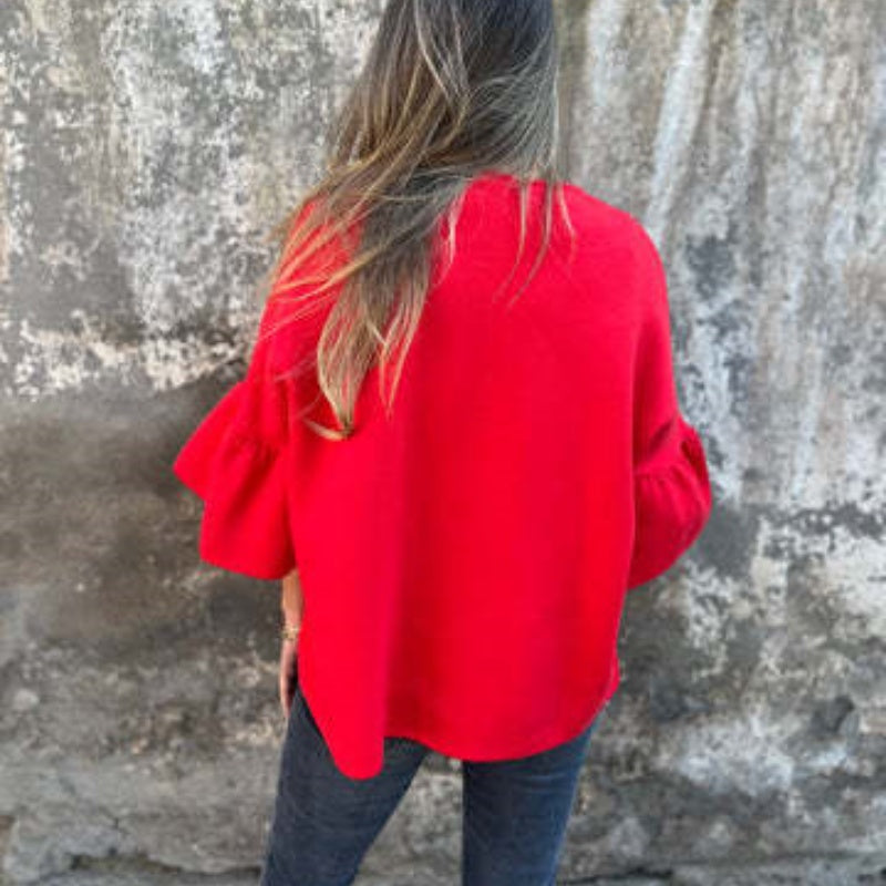 🌷Limited Time 49% OFF💞Women's Round Neck Flare Sleeve Short Jacket