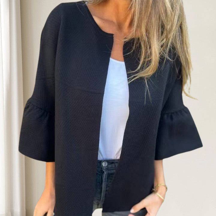 🌷Limited Time 49% OFF💞Women's Round Neck Flare Sleeve Short Jacket