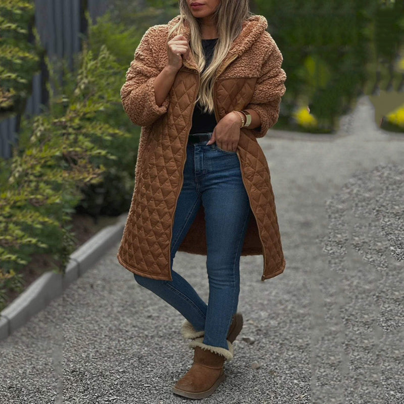 Now enjoy 49% discountš„ Women's Cozy Quilted Sherpa Coat with Hood