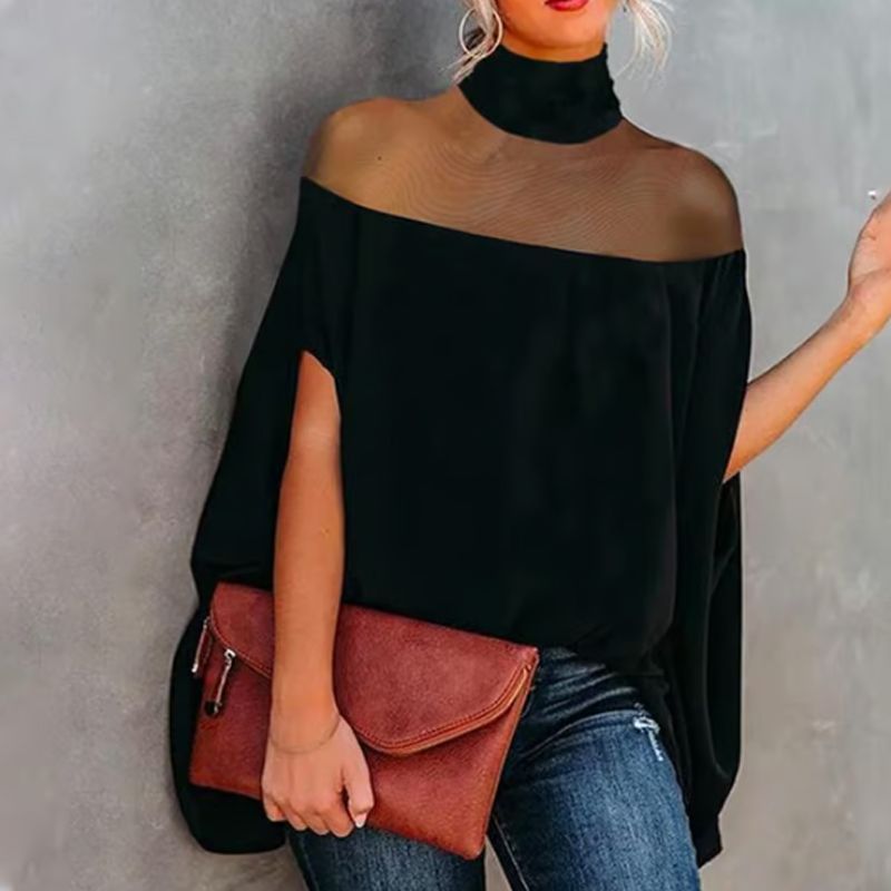 Women's Casual High-neck Batwing Blouse