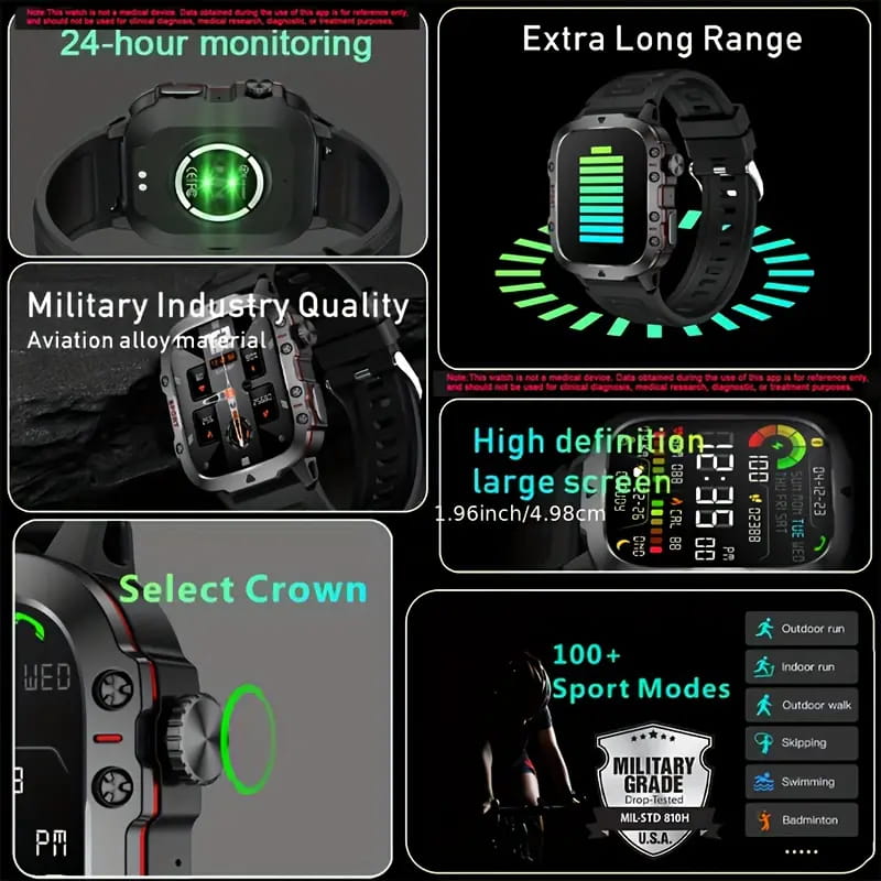 📣💧Waterproofing Ultimate Outdoor Companion⌚ Rugged Outdoor Smart Watch - 100+ Sports Modes