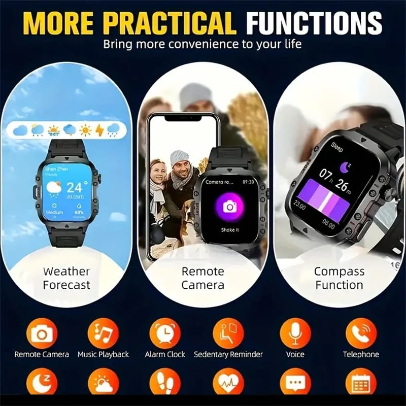 📣💧Waterproofing Ultimate Outdoor Companion⌚ Rugged Outdoor Smart Watch - 100+ Sports Modes