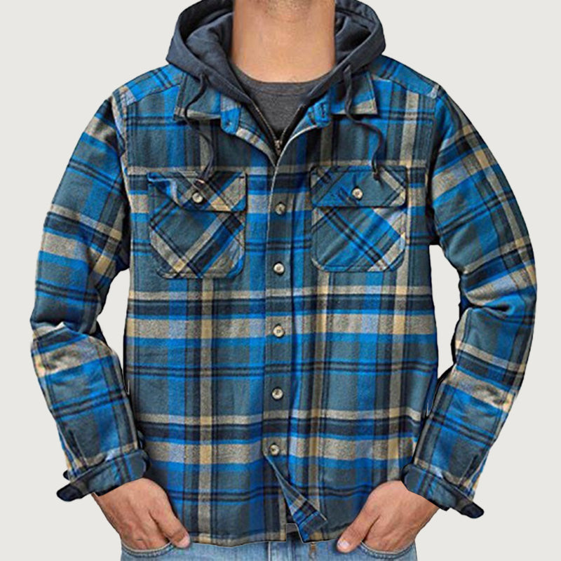 ⏳Limited-time special price £29.99⏰ Quilted lined plaid jacket with hood for men