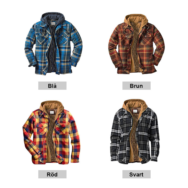 ⏳Limited-time special price £29.99⏰ Quilted lined plaid jacket with hood for men