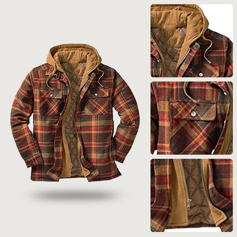 ⏳Limited-time special price £29.99⏰ Quilted lined plaid jacket with hood for men