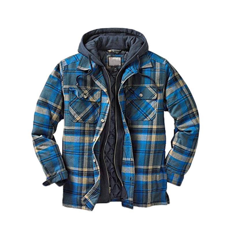 ⏳Limited-time special price £29.99⏰ Quilted lined plaid jacket with hood for men