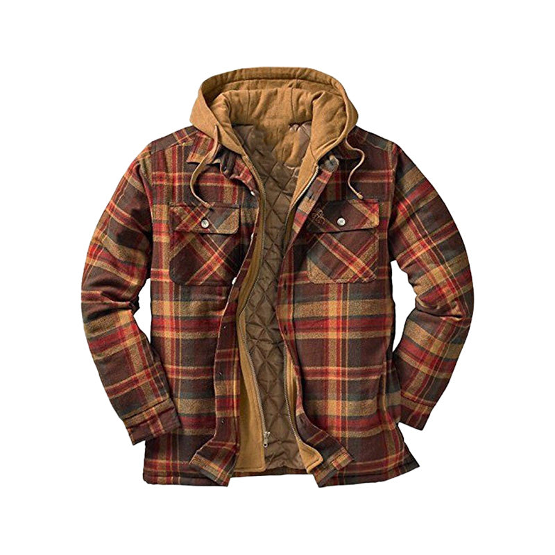 ⏳Limited-time special price £29.99⏰ Quilted lined plaid jacket with hood for men