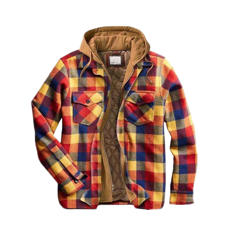 ⏳Limited-time special price £29.99⏰ Quilted lined plaid jacket with hood for men