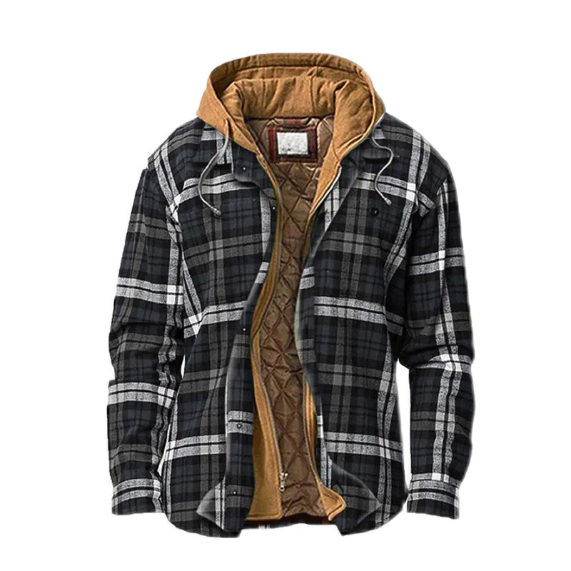⏳Limited-time special price £29.99⏰ Quilted lined plaid jacket with hood for men