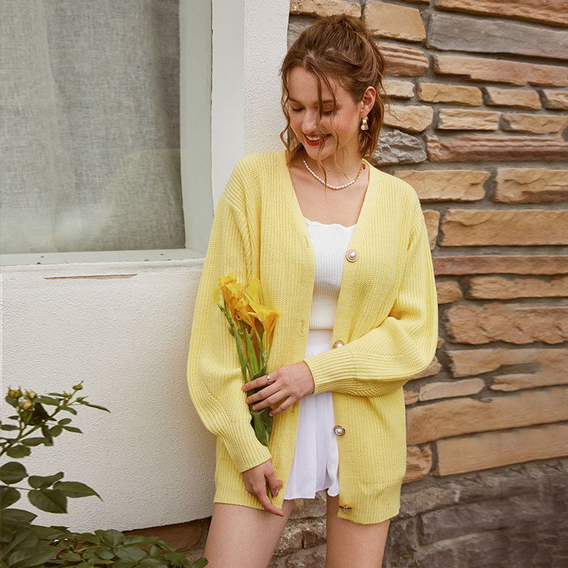 Women’s Casual Loose V-neck Button Knitted Cardigan