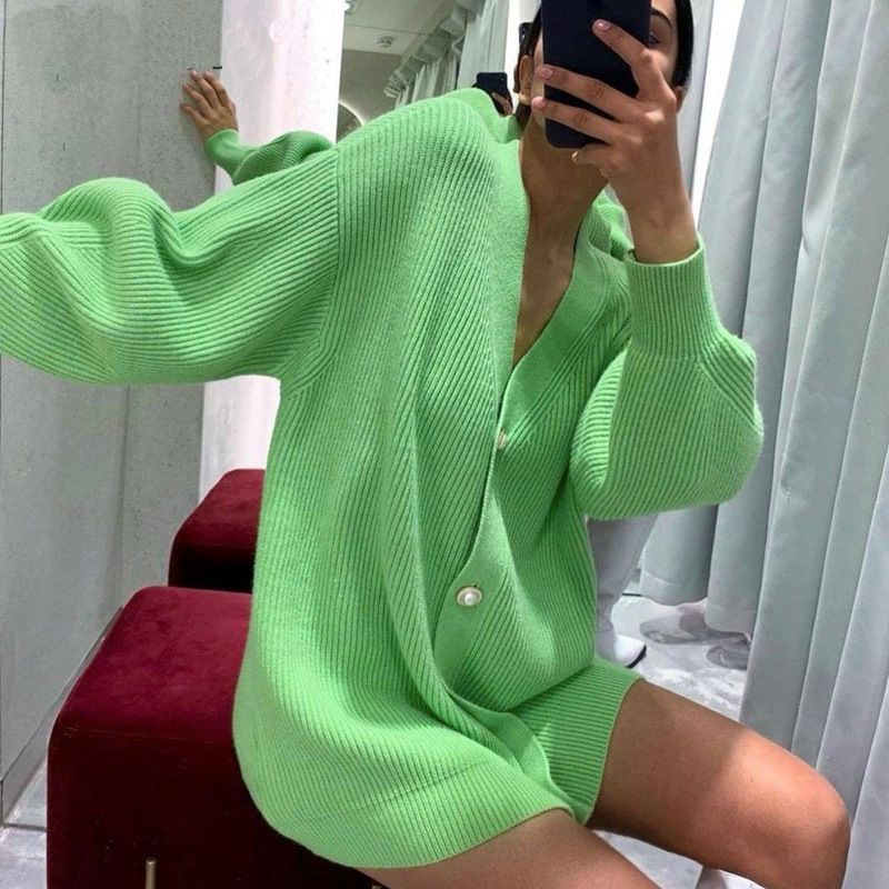Women’s Casual Loose V-neck Button Knitted Cardigan