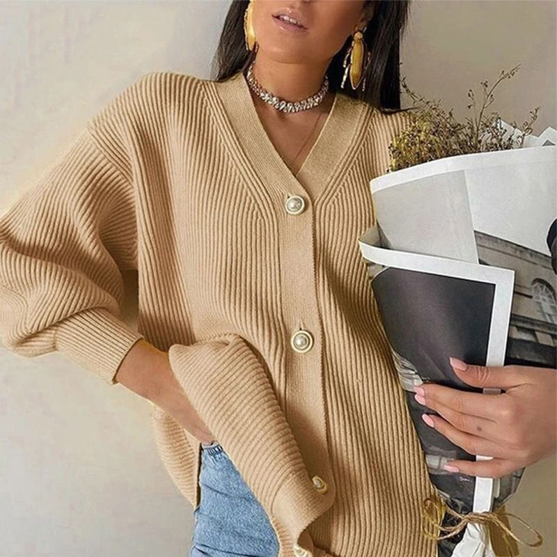 Women’s Casual Loose V-neck Button Knitted Cardigan