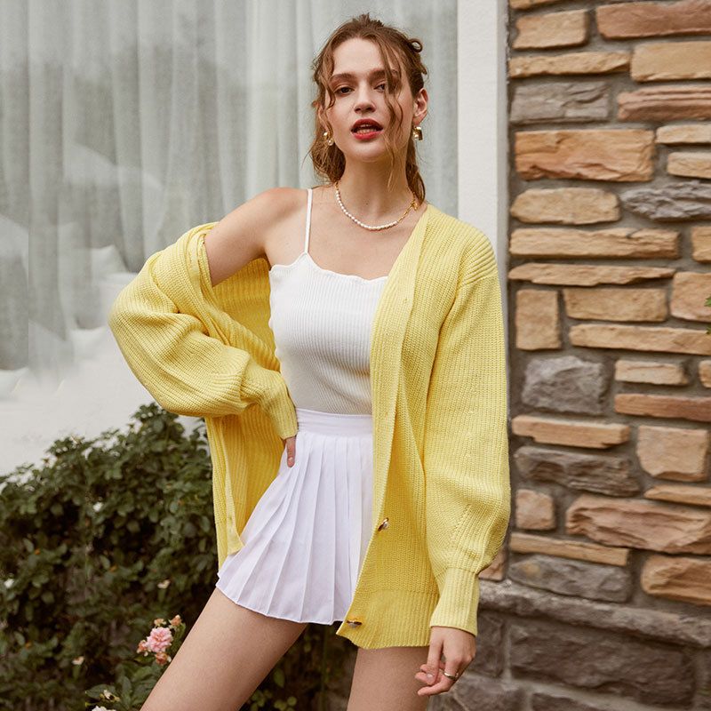 Women’s Casual Loose V-neck Button Knitted Cardigan