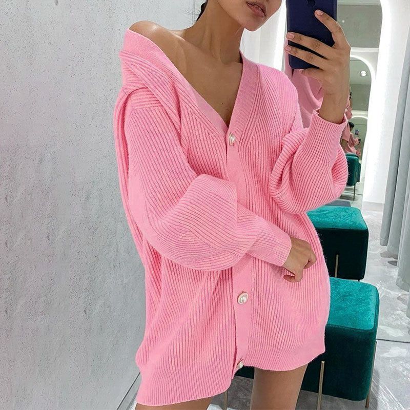 Women’s Casual Loose V-neck Button Knitted Cardigan