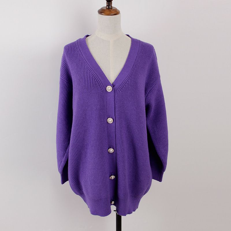 Women’s Casual Loose V-neck Button Knitted Cardigan