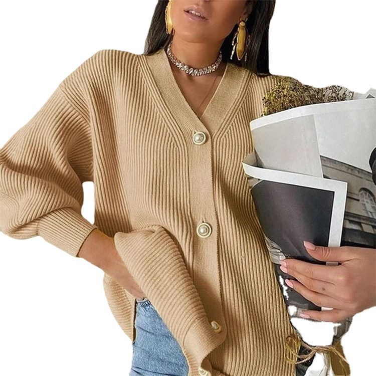 Women’s Casual Loose V-neck Button Knitted Cardigan