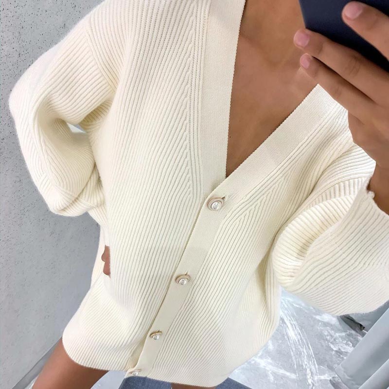 Women’s Casual Loose V-neck Button Knitted Cardigan