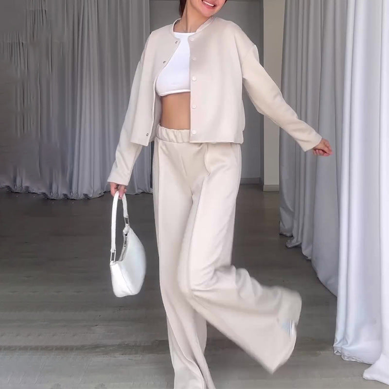 💥Hot Sale 50% OFF💥Women’s Solid Color Jacket and Loose Pants 2-Piece Set