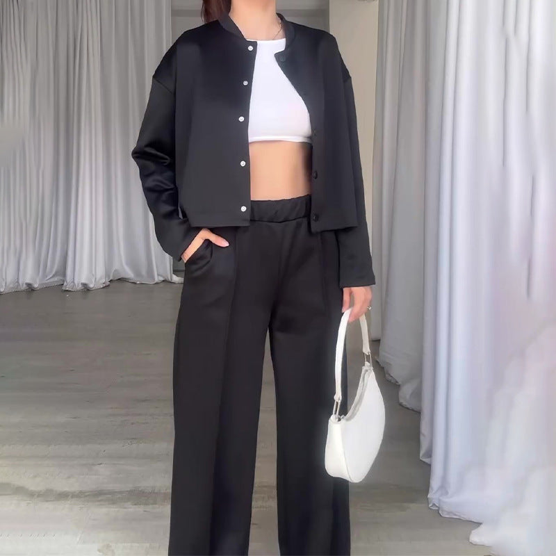 💥Hot Sale 50% OFF💥Women’s Solid Color Jacket and Loose Pants 2-Piece Set