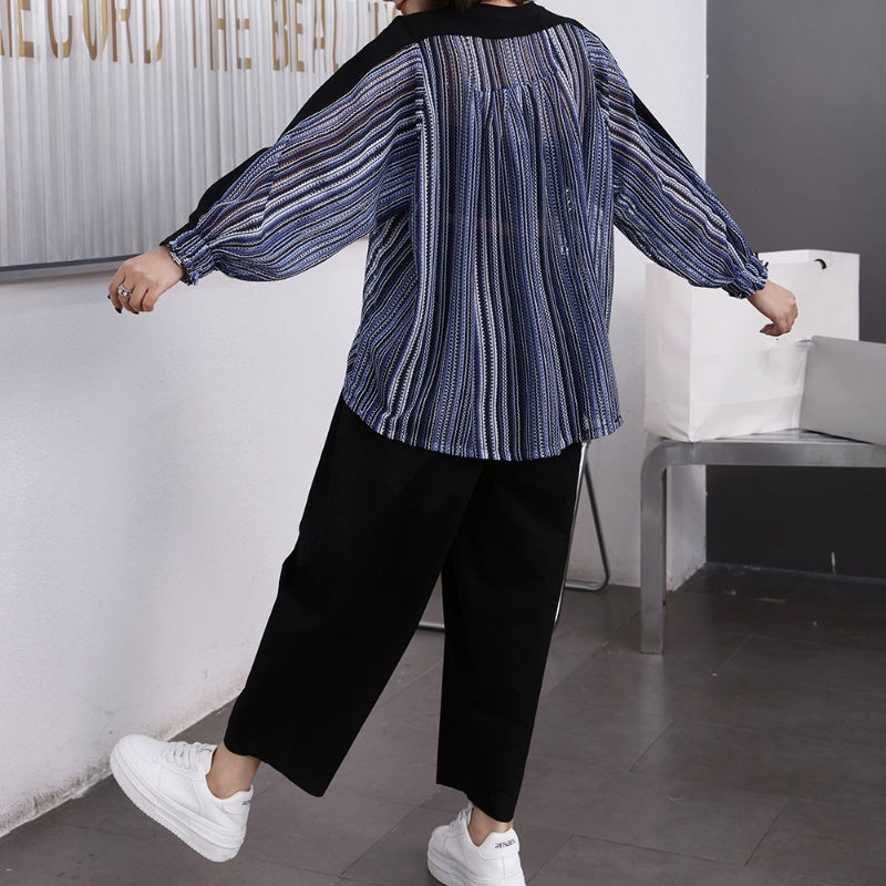 Striped Patchwork Long Sleeve Top