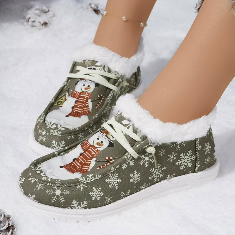Women's Winter Snowman Non-Slip Cozy Shoes