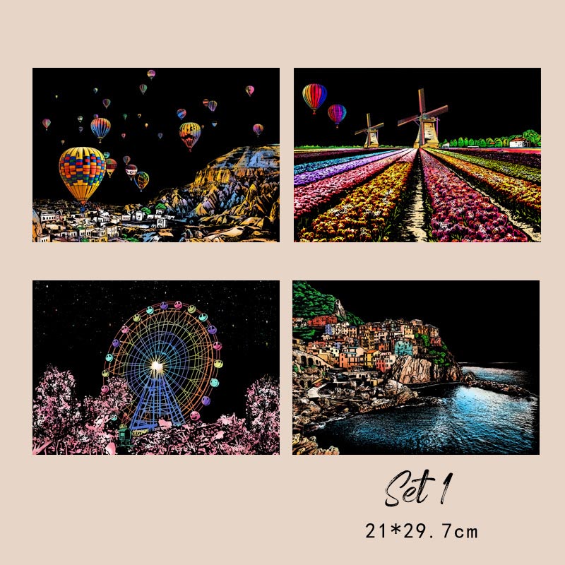 🧠4pcs Creative Scratch Paintings Set with Tool(🚀55%OFF)