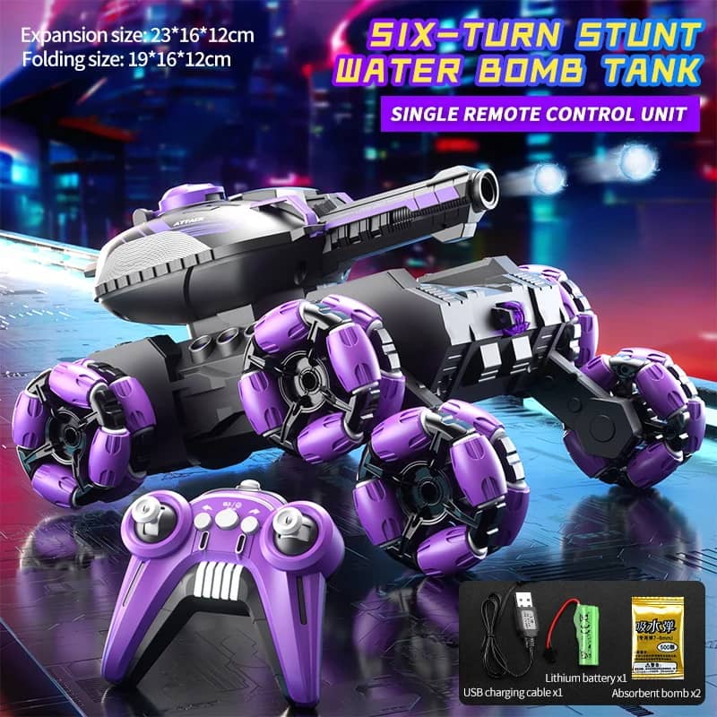 💥Remote Control Six-Wheel Tank - Transformable for Battle🏎️