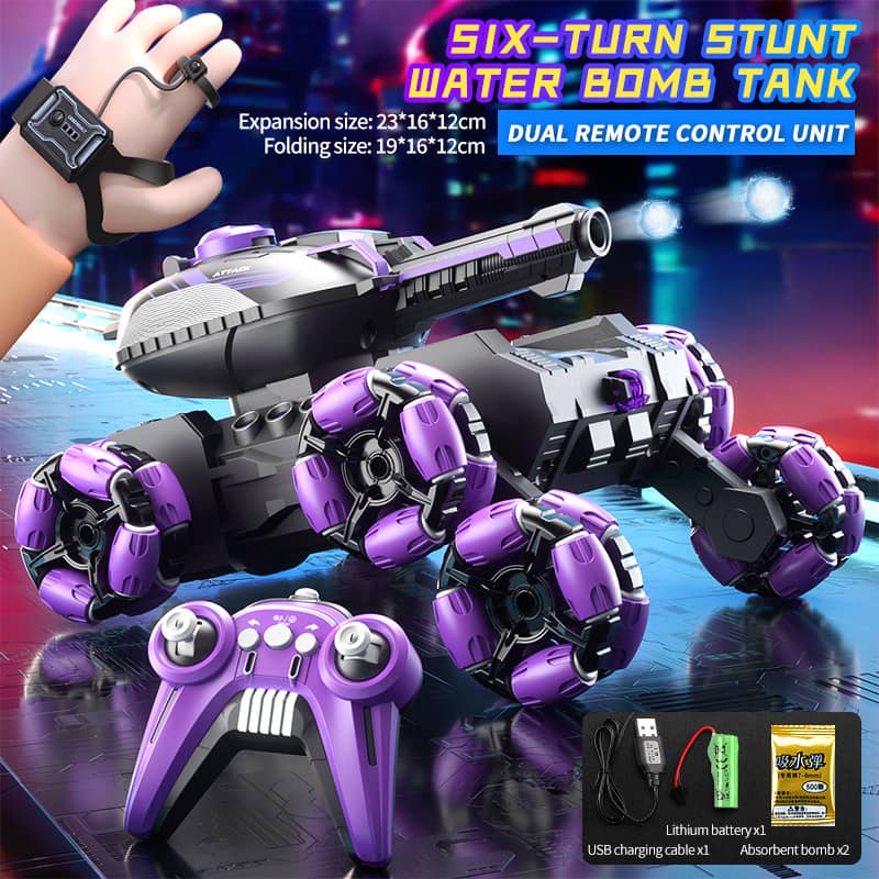 💥Remote Control Six-Wheel Tank - Transformable for Battle🏎️