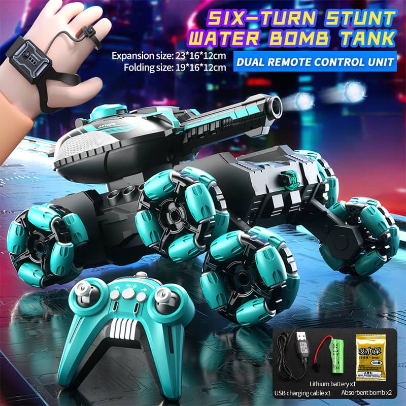 💥Remote Control Six-Wheel Tank - Transformable for Battle🏎️