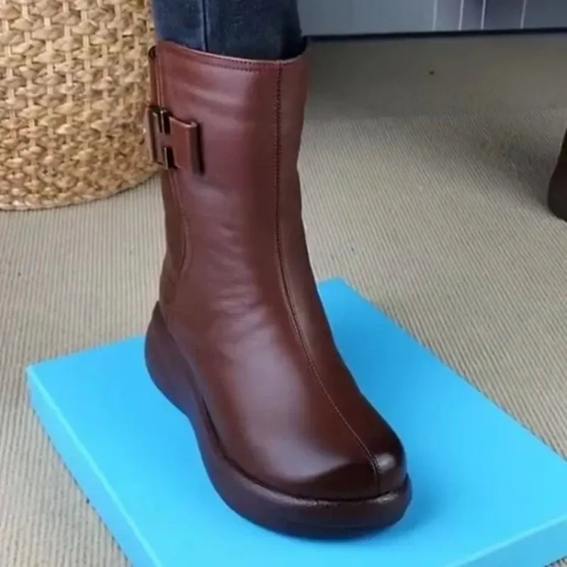 Women's Warm Zipper Mid Calf Boots