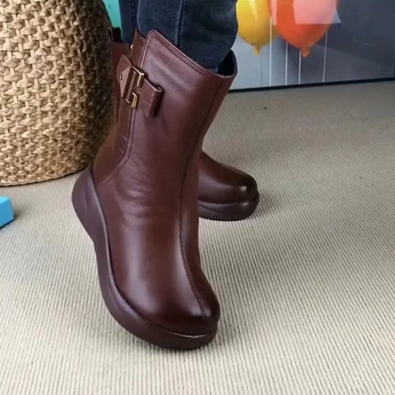 Women's Warm Zipper Mid Calf Boots