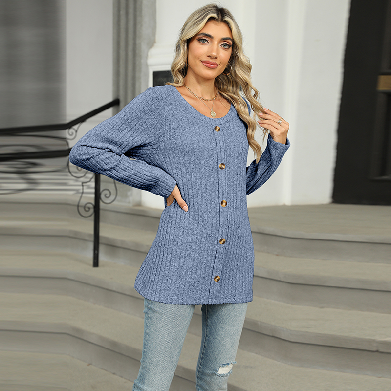 Women's Loose Fit Long Sleeve Button Top